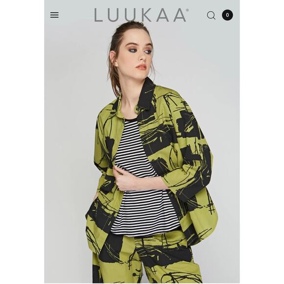 Luukaa Tops - Luukaa ELOWEN Pistachio Green Printed poplin shirt Lagenlook Longline